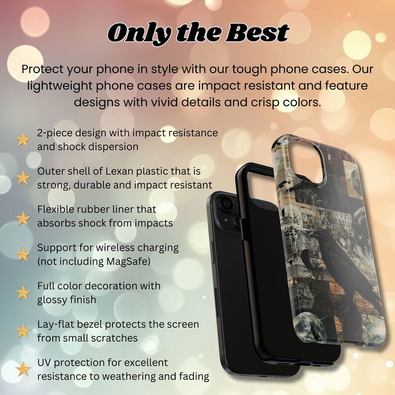 May include: A phone case with a camouflage design. The case is made of durable plastic and has a flexible rubber liner to protect your phone from impacts. It also features wireless charging support, a lay-flat bezel to protect the screen, and UV protection to prevent fading.