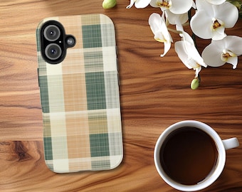Elegant Plaid iPhone Case: Tartan Checkered Designer Phone Cover