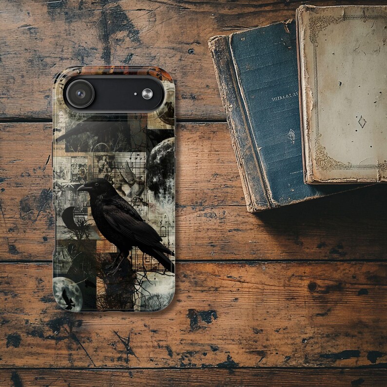 Edgar Allan Poe Raven iPhone Case: Gothic Poetry Collage image 2