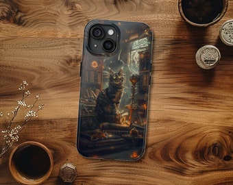Magical Dark Academia Cat Phone Case for iPhone 16 15 14 13 12 11 Pro Max Plus Mystical Cute Aesthetic Fantasy Enchanting Tough