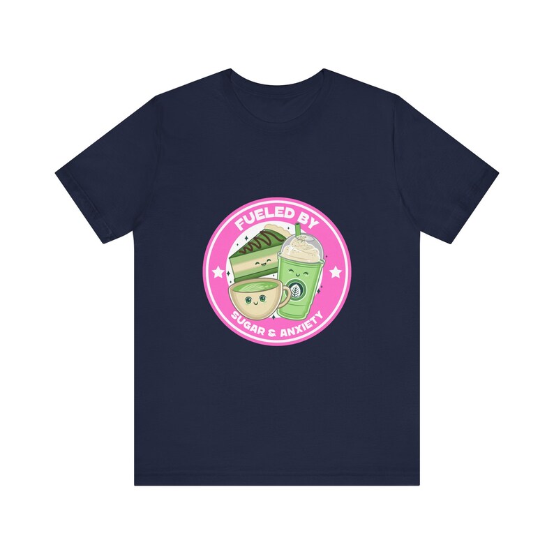 Fueled by Caffeine and Anxiety, Stress T-Shirt for Men and Women | Stylish and Comfortable Round-Neck with Short-Sleeves image 5