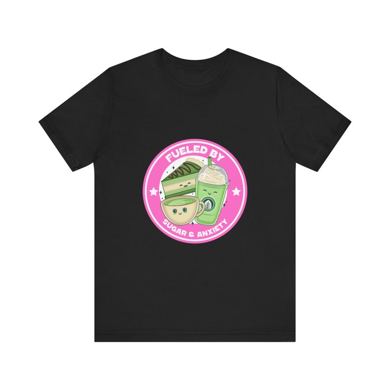 Fueled by Caffeine and Anxiety, Stress T-Shirt for Men and Women | Stylish and Comfortable Round-Neck with Short-Sleeves image 4