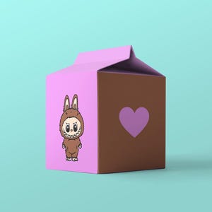 Editable Labubu Small Milk Carton, Party Favour, Kids Birthday Decor, Instant Download, Digital File, Labubu Blind Box, 6 Designs