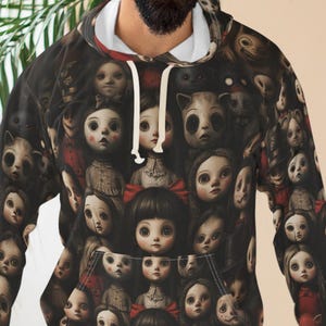 Creepy Doll Unisex Hoodie – Gothic Horror Pullover Sweatshirt-Horror Pullover-Gothic Sweatshirt-Halloween Hoodie-Dark-Creepy Doll Sweatshirt