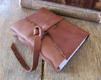 Leather Journal . Leonardo Da Vinci quote & "Vitruvian Man" . handmade handbound . soft cognac leather (320 pgs)