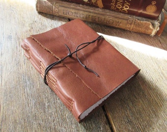 Leather Journal . Sylvia Plath - "Let me live, love, and say it well in good sentences" . warm tan leather . handbound (320 pages)