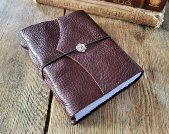 Leather Journal . Jane Austen "Pride and Prejudice" quote . dark burgundy/wine leather . handmade handbound (320pgs)