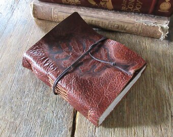 Leather Journal . Autumn Memories - Hand Engraved with Oak Leaf . treeless paper. handbound . rich cogac (320 pgs)