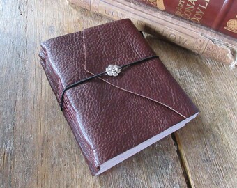 Leather Journal . Jane Austen "Pride and Prejudice" quote . dark burgundy/wine leather . handmade handbound (320pgs)