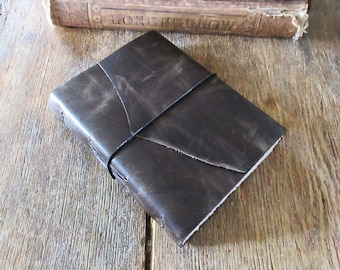 Leather Journal . Jack Kerouac: "One day I will find the right words, and they will be simple." dark distressed moss . handbound (320 pgs)