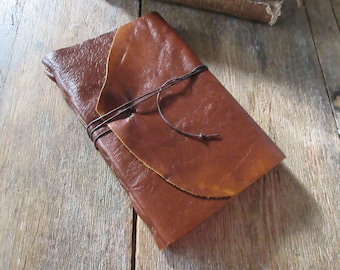 Leather Journal / Sketchbook / Wedding Guestbook . large 9x6 . Handmade Handbound . rich cognac (320pgs)