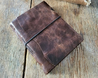 Leather Travel Journal - J.R.R. Tolkien: "Not all those who wander are lost" . handmade handbound . distressed dark brown (320 pgs)