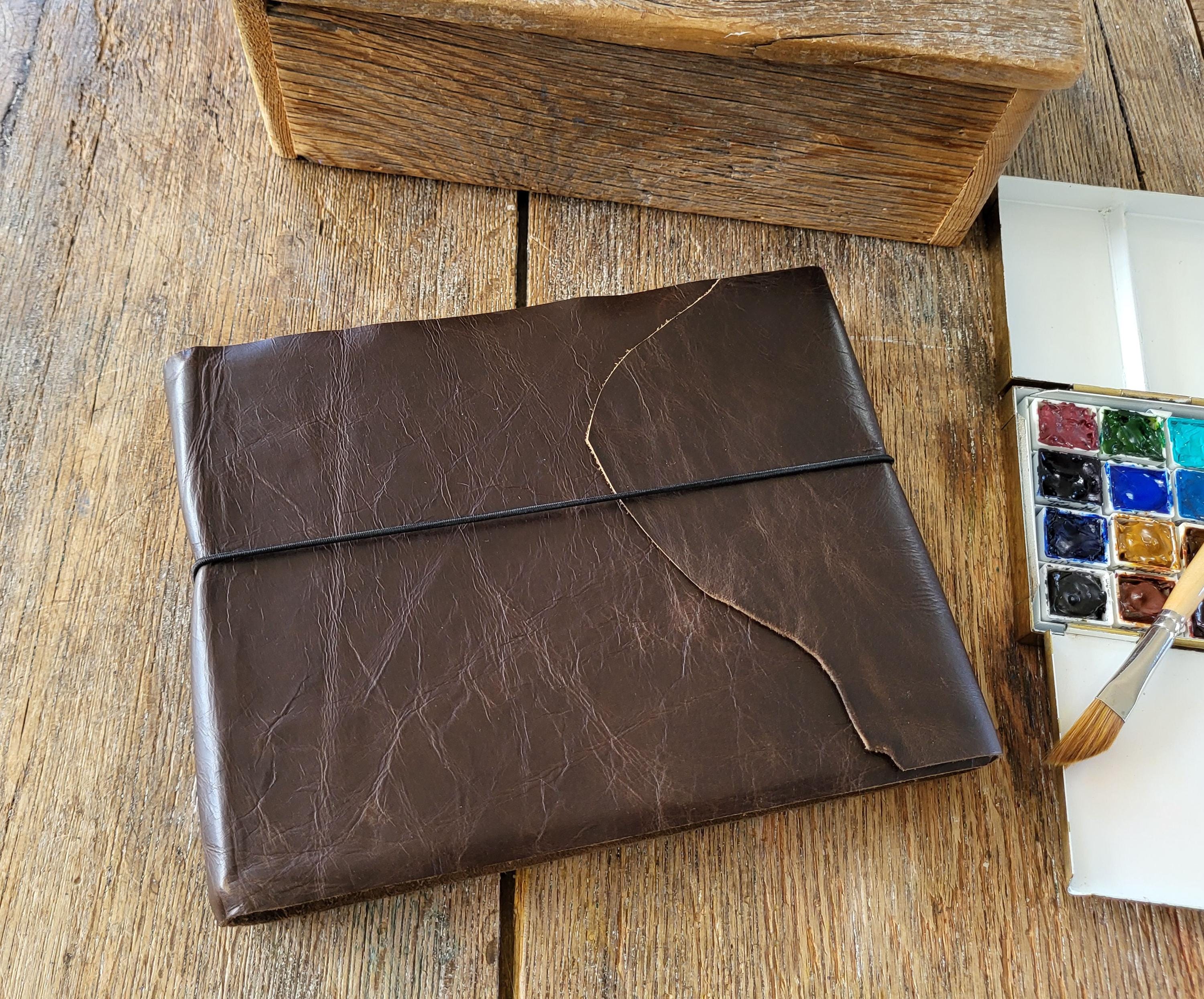 Perpetual Nature Journal Watercolor Sketchbook . A5 landscape. dark brown . Fabriano Artistico COLDpress 140lb . 100% cotton (52pg spreads)