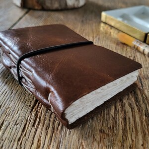 Mini Watercolor Leather Sketchbook . 4 x 2.75 . portrait . dark brown leather . Fabriano Artistico hotpress 100%cotton 31 pages image 7