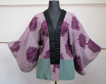Antique Japanese silk shibori boro jacket