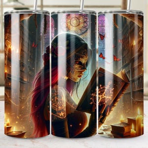 Opakowanie na kubek Mystical Reader: projekt biblioteki fantasy (pobranie cyfrowe)