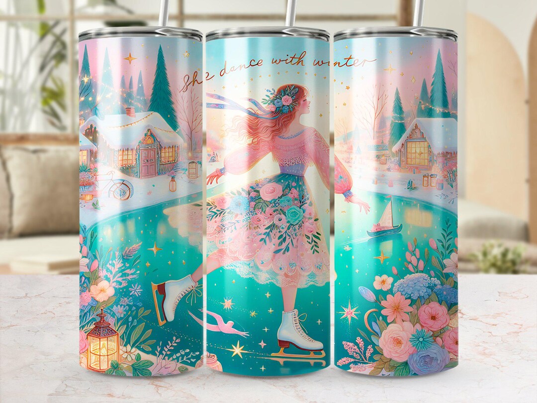 Winter Dancer 20 Oz Tumbler Wrap Png, Ice Skating Girl Tumbler Design ...
