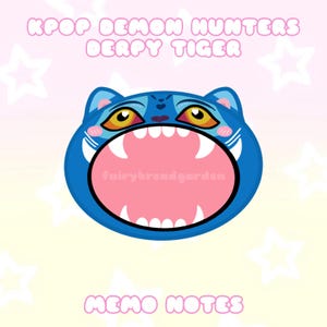 Derpy Demon Tiger Memo Sheets – Kpop Demon Hunters Saja Boys Huntrix | Kawaii Stationery, Fanart, Journaling, Pastel Cute Gift Korean