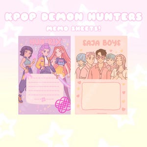 K-Pop Demon Hunters Memo Sheet Set 10 PCS Saja Boys & Huntrix Pastellbrevpapper, Kawaii Anime Anteckningsblock Kpop Fan Present, Söt Koreansk Estetik