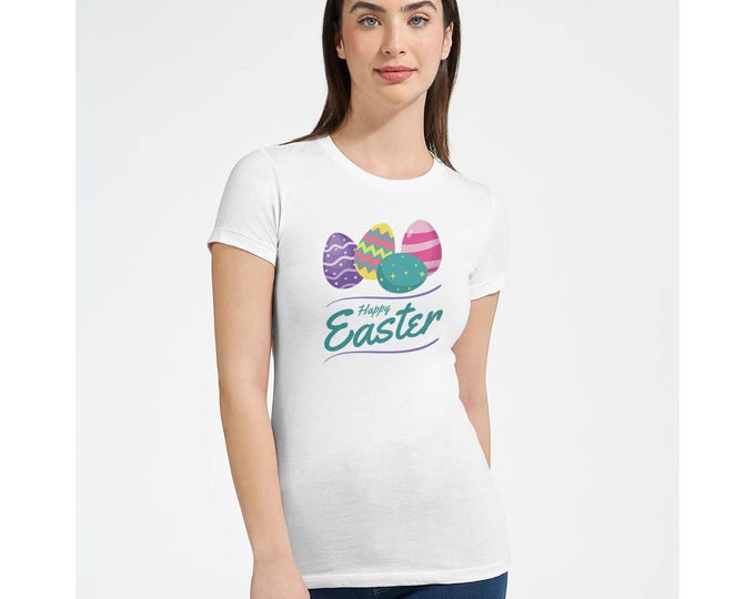 Happy Easter Egg T-Shirt | Casual Holiday Tee | Women's Easter Apparel