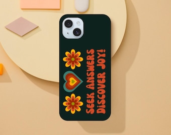 Seek Answers, Discover Joy! Retro Christian Phone Case - Spiritual Motivation & Daily Affirmation Design