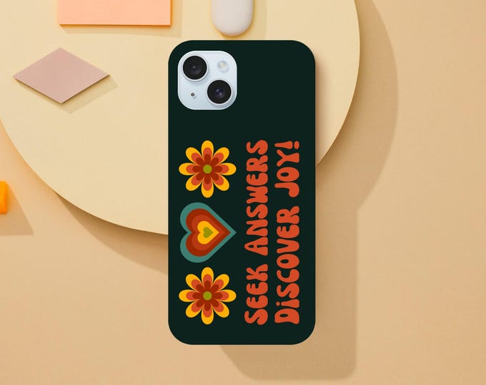 Seek Answers, Discover Joy! Retro Christian Phone Case - Spiritual Motivation & Daily Affirmation Design