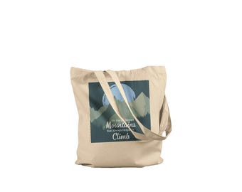 He Rarely Moves Mountains Tote Bag - Motivational Christian Quote for Church & Daily Life - Eco-Friendly Cotton Book Bag