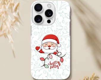 Holly Jolly Christmas Phone Case - Santa and Lights Motif - Holiday Cheer Gift