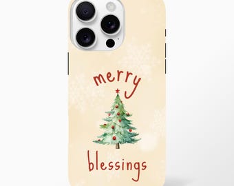 Merry Blessings Christmas Phone Case - Christian Tree Design