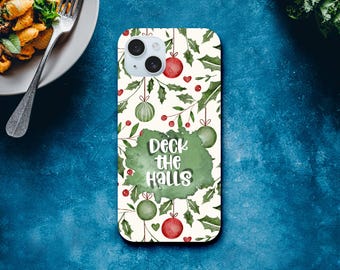Deck the Halls Christmas iPhone Case - Fun Ornament & Holly Design - Perfect Holiday Bling!