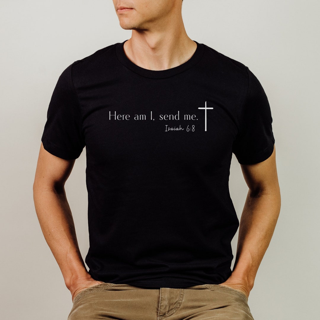 Men's Isaiah 6:8 Bible Verse Jersey Short Sleeve Tee