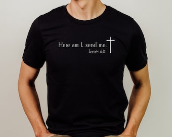 Men's Isaiah 6:8 Bible Verse Jersey Short Sleeve Tee