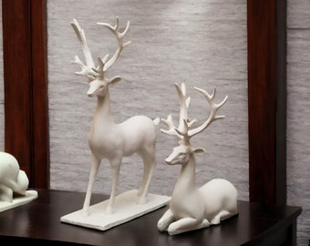 DEER Double Deer Set Table Ornament Animal Figurine Home Decor Housewarming Gift Children's Room Decoration