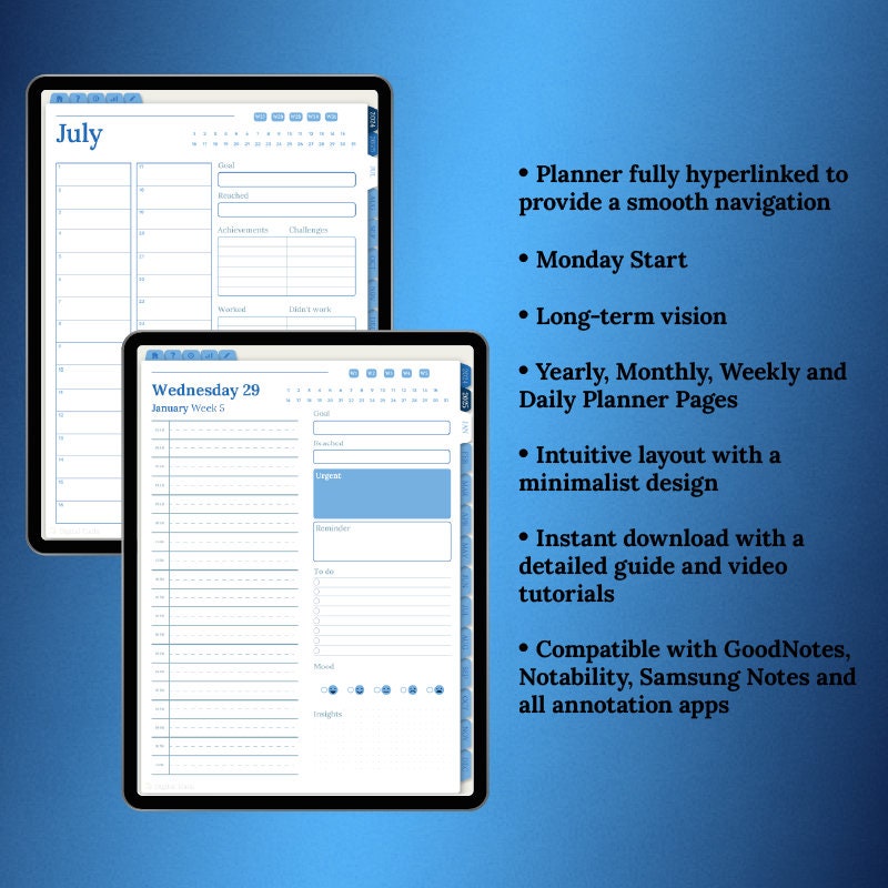 2024-2025 Perfect Digital Planner 18-month Calendar With Goal Setting ...