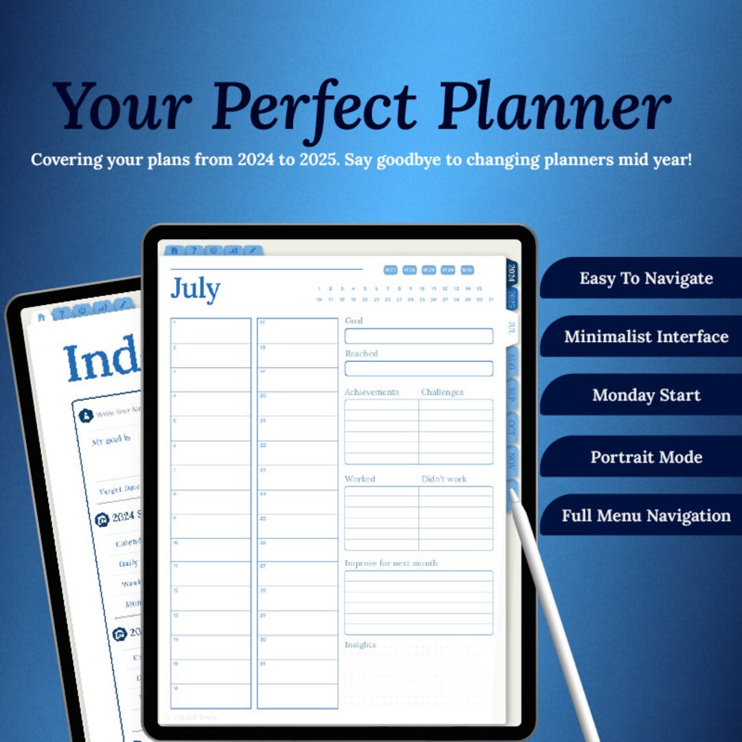 2024-2025 Perfect Digital Planner 18-month Calendar With Goal Setting ...