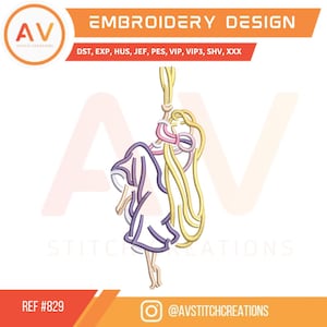 Braids & Bravery Princess. Embroidery Design. Machine Embroidery File. (4x4, 5x7, 8x8 Hoops).