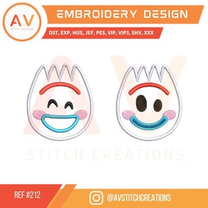 Forky Buddy – Applique Embroidery Design – Machine Embroidery File (4x4, 5x7, 8x8 hoops)