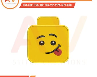 027 Brick Head. Applique Embroidery Design. Machine Embroidery Design. Instant Download. 3 sizes. Hoop sizes 4x4. 5x7. 8x8.