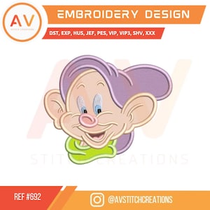 Dopey – Seven Dwarfs. Applique Embroidery Design – Machine Embroidery File (4x4, 5x7, 8x8 hoops)