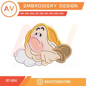 Sneezy – Seven Dwarfs. Applique Embroidery Design – Machine Embroidery File (4x4, 5x7, 8x8 hoops)
