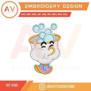 Chip – Beauty & Beast Applique Embroidery Design – Machine Embroidery