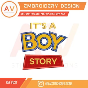 It&#39;s a Boy Story – Applique Embroidery Design – Machine Embroidery File (4x4, 5x7, 8x8 hoops)