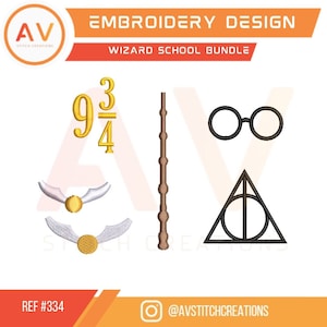 334 Wizard School Bundle DISEGNO RICAMO digitale - Download immediato
