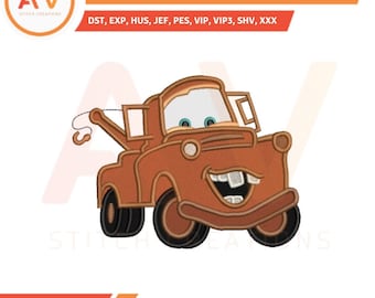 340 Tow Mater Cars. Car Embroidery Applique. Machine Embroidery Design. Instant Download. 3 sizes. Hoop sizes 5x7. 8x8.