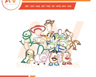 Diseño de bordado a máquina del grupo de amigos de Toy Gang Room, equipo de héroes, PES JEF DST 5x7 8x8 6x10
