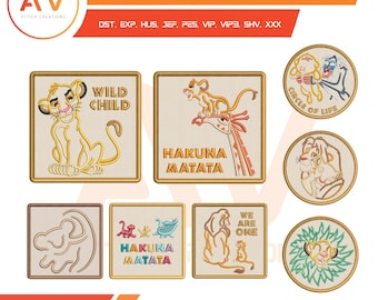 Wild African Animal Kingdom Patches Designs Bundle. Machine Embroidery Design, PES JEF DST 4x4 5x7