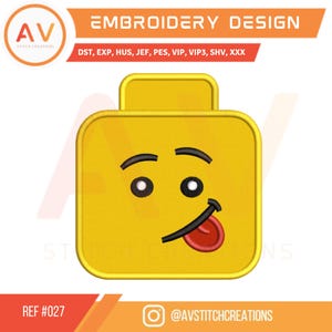 Bakstenen hoofd. Appliqué ontwerp. Machineborduurbestand, borduurringformaten 4 x 4, 5 x 7, 8 x 8.