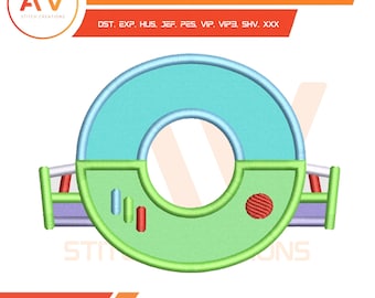 Space Ranger Buchstabe O galaktischer Wächter Held Applikation Maschinenstickerei, PES JEF DST 4x4 5x7 8x8
