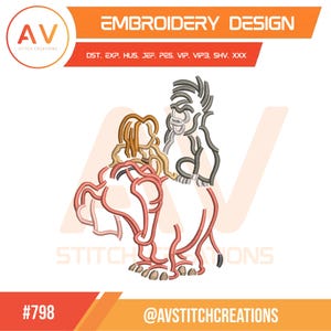 Jungle Hero Wild Friends Monkey Elephant Machine Embroidery Design, PES JEF DST 4x4 5x7 8x8