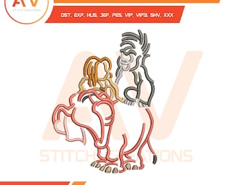 Jungle Hero Wild Friends Monkey Elephant Machine Embroidery Design, PES JEF DST 4x4 5x7 8x8